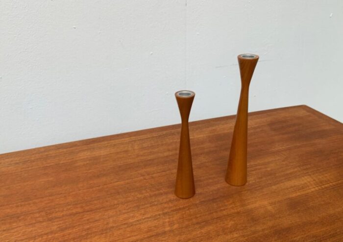 vintage danish teak candleholders set of 2 7