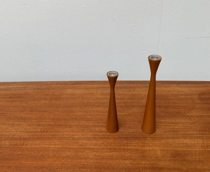 vintage danish teak candleholders set of 2 8