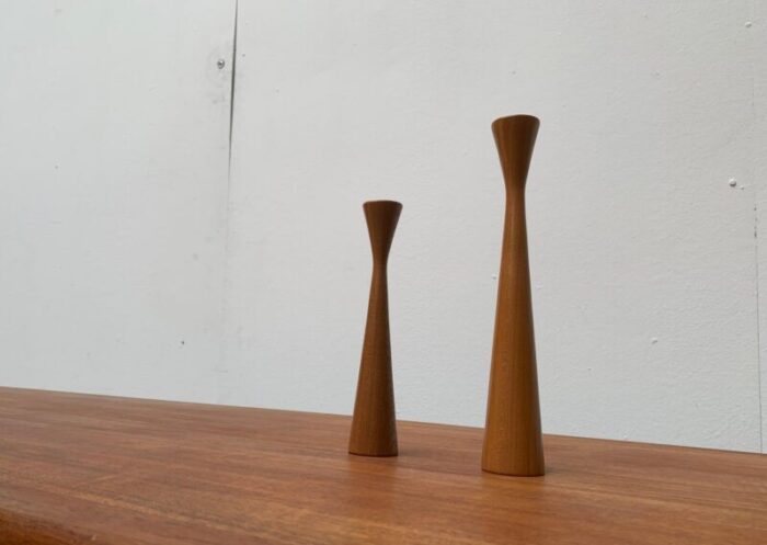 vintage danish teak candleholders set of 2 9