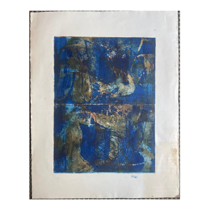 vintage deep blue etching by alfred ng from 1977 3143