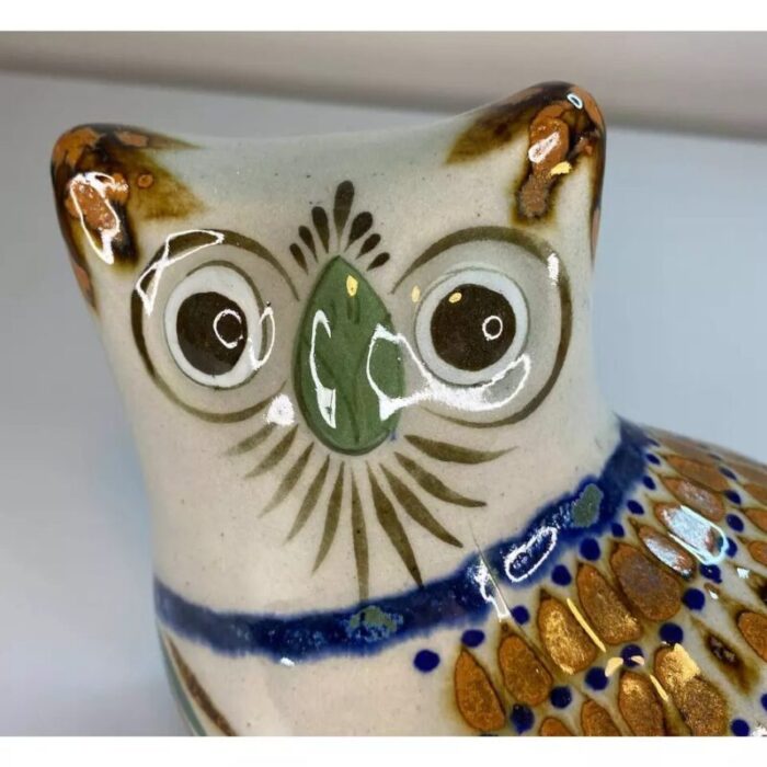 vintage erandi tonala mexico large owl mexican folk art hand painted signed 8274