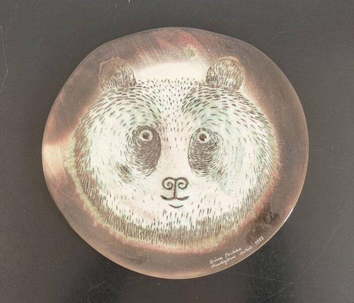 vintage finnish fauna fennica series bear glass plate by oiva toikka for nuutajarvi glass 1