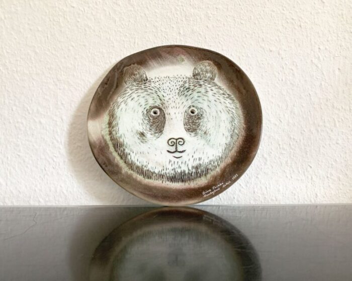 vintage finnish fauna fennica series bear glass plate by oiva toikka for nuutajarvi glass 2