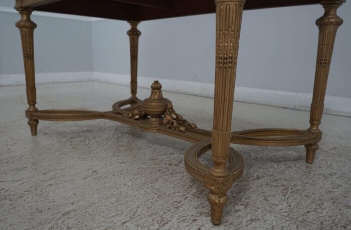 vintage french louis xvi marble top gold base table 1541