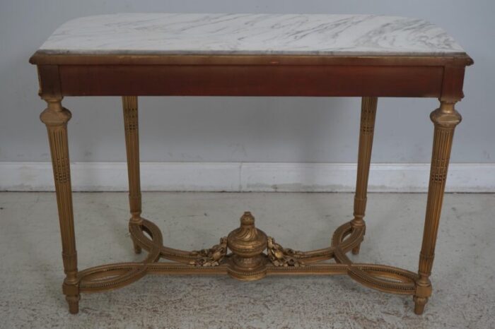 vintage french louis xvi marble top gold console table w mirror 2671