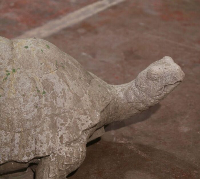 vintage french outdoor weathered carved stone turtle sculpture 4751