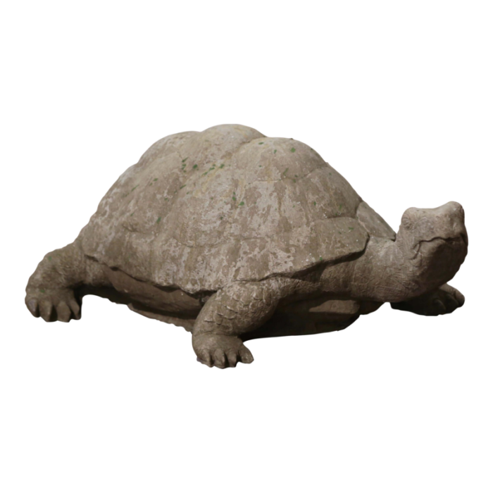 vintage french outdoor weathered carved stone turtle sculpture 8935