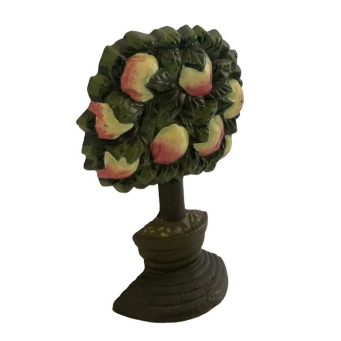 vintage fruit apple tree painted french cast iron doorstop 4823