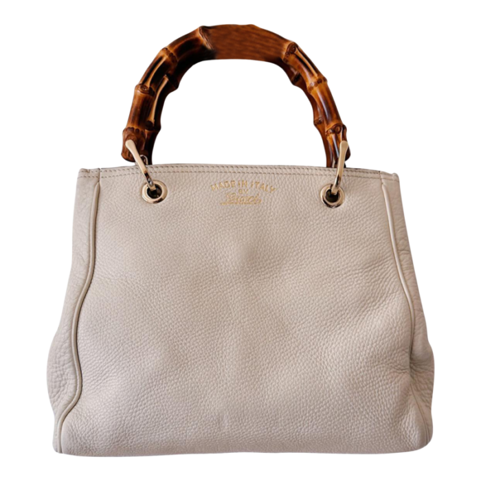 vintage gucci cream bamboo bag 1621