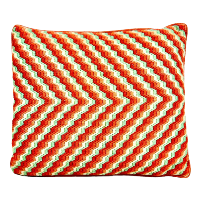 vintage habdmade needlepoint bargello throw pillow 6225