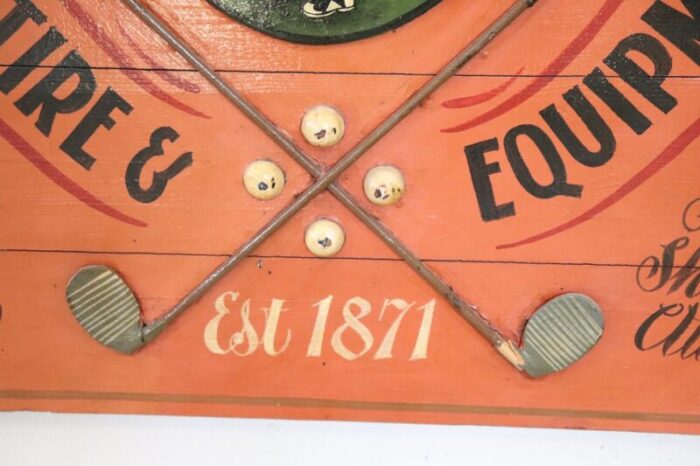 vintage hand painted advertising sign for golf equipments in wood 1920s 4