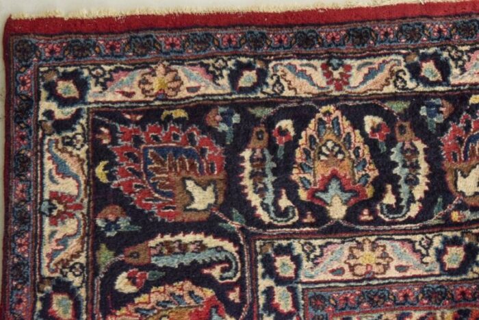 vintage handwoven mashad rug 8