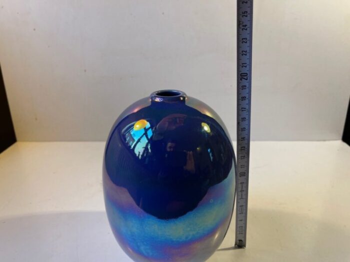 vintage hoeganaes stoneware egg vase with mirror glaze 6