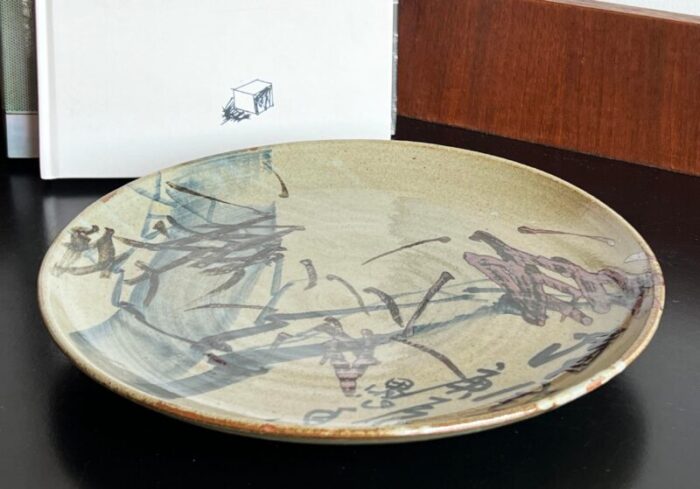 vintage japanese studio pottery ceramic serving platter by kim doo seun 0884