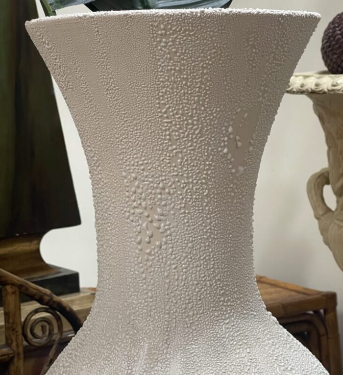 vintage large 26 hand thrown white textured vase 1732