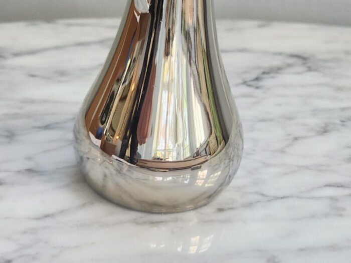 vintage leonard mid century modern silver sleek bud vase or solifleur mirrored vase 9543