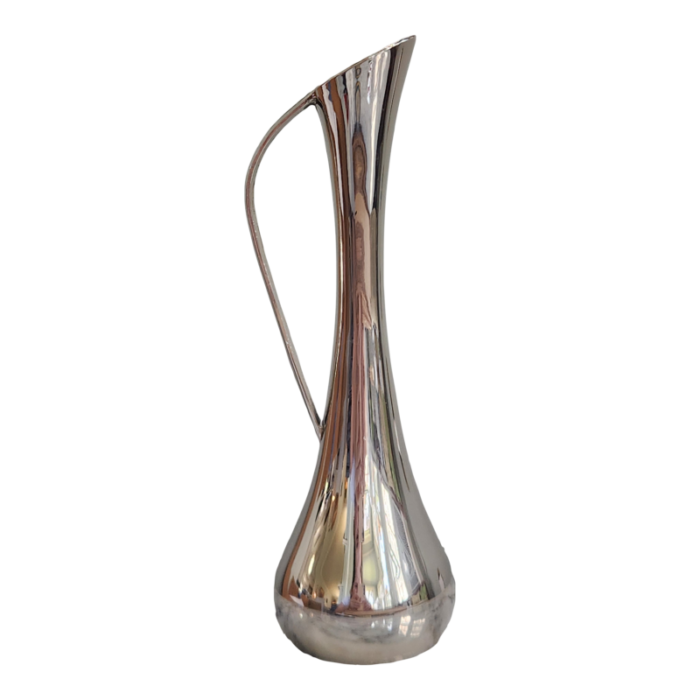 vintage leonard mid century modern silver sleek bud vase or solifleur mirrored vase 9577