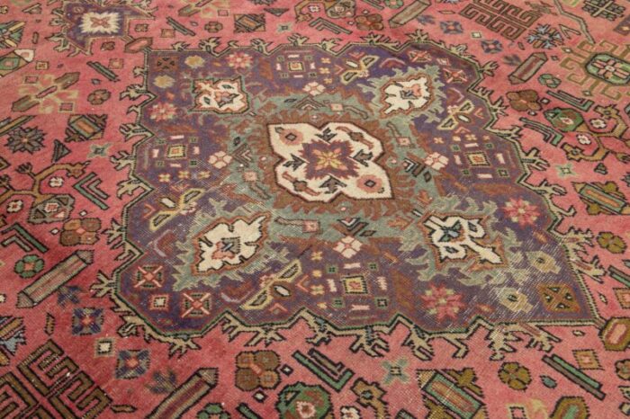 vintage medallion designed heriz wool rug in light red 0394