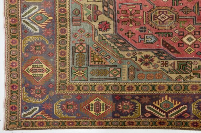 vintage medallion designed heriz wool rug in light red 2640