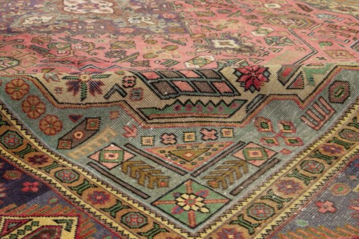 vintage medallion designed heriz wool rug in light red 7569