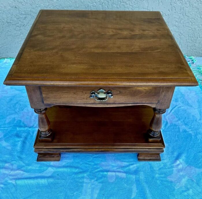 vintage mid 20th century heirloom square maple ethan allen sideend table 6760