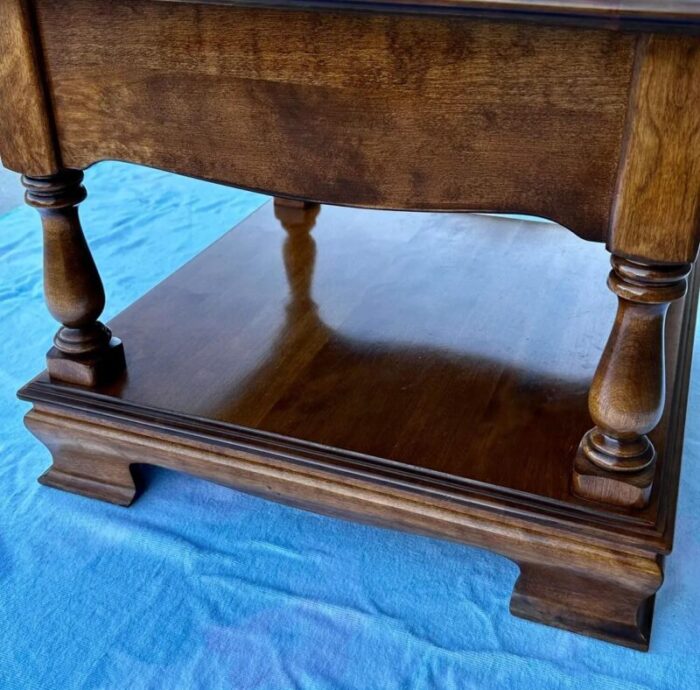 vintage mid 20th century heirloom square maple ethan allen sideend table 8867