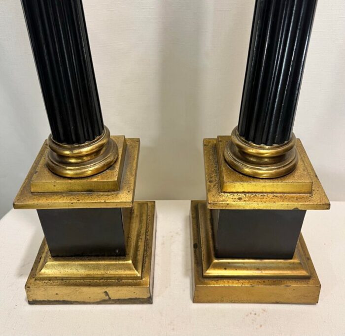 vintage mid century frederick cooper regency corinthian column table lamps a pair 0580