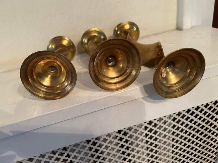 vintage mid century modern brass twist barley spiral taper candlestick holders set of 3 0949