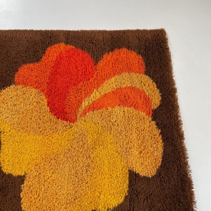 vintage modernist german high pile rug in panton style 1970s 10