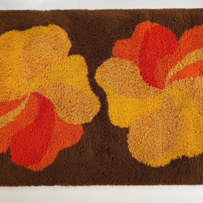 vintage modernist german high pile rug in panton style 1970s 11