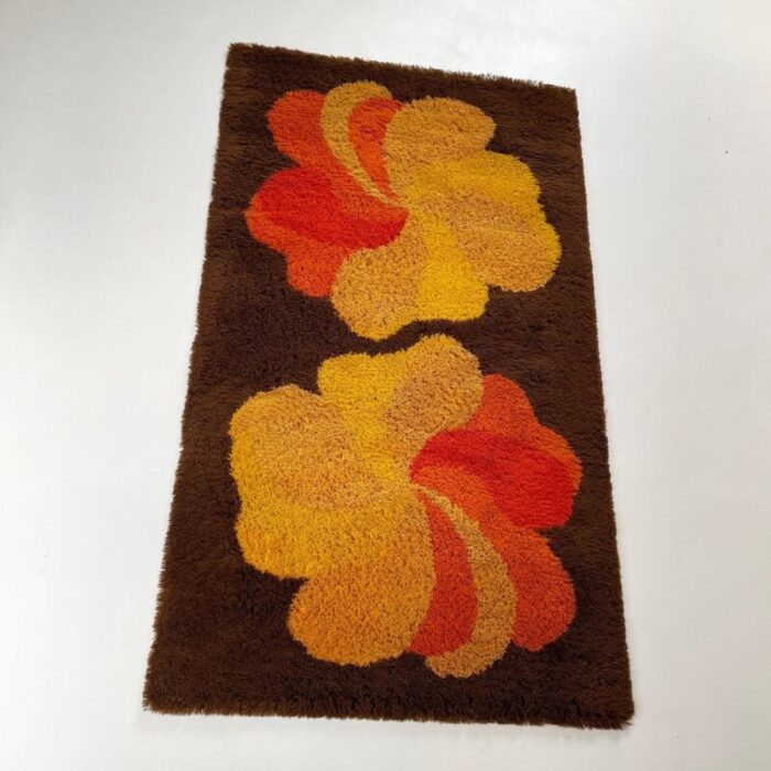 vintage modernist german high pile rug in panton style 1970s 2