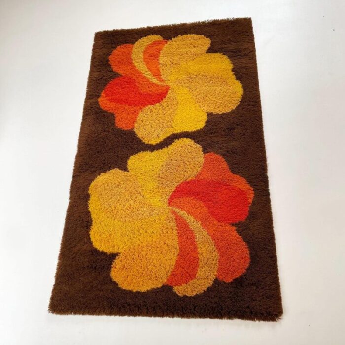 vintage modernist german high pile rug in panton style 1970s 3