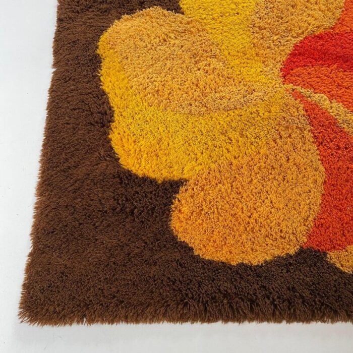 vintage modernist german high pile rug in panton style 1970s 4