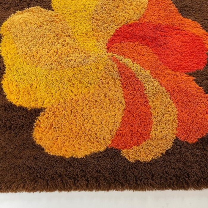 vintage modernist german high pile rug in panton style 1970s 5