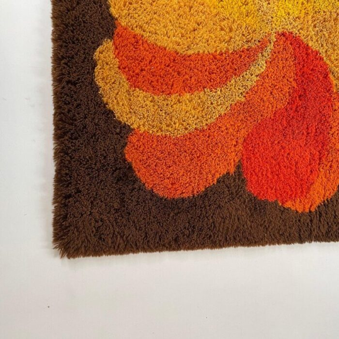 vintage modernist german high pile rug in panton style 1970s 6