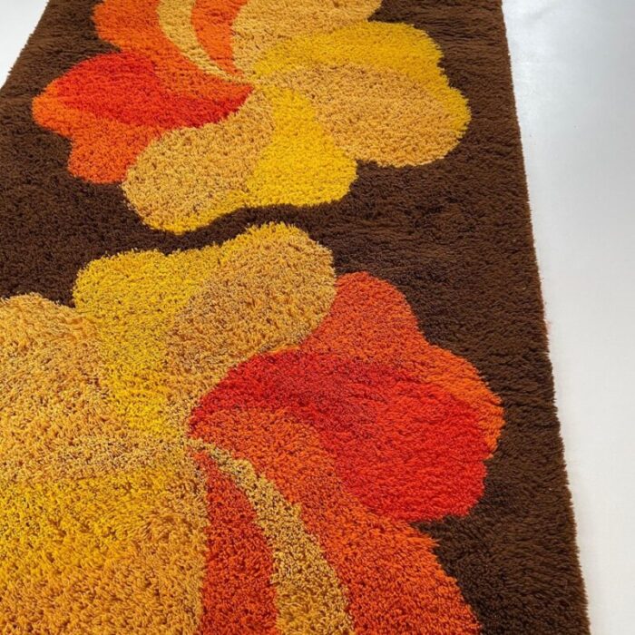 vintage modernist german high pile rug in panton style 1970s 7