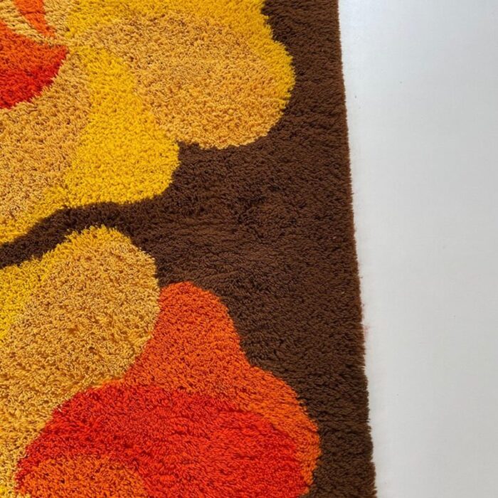 vintage modernist german high pile rug in panton style 1970s 9