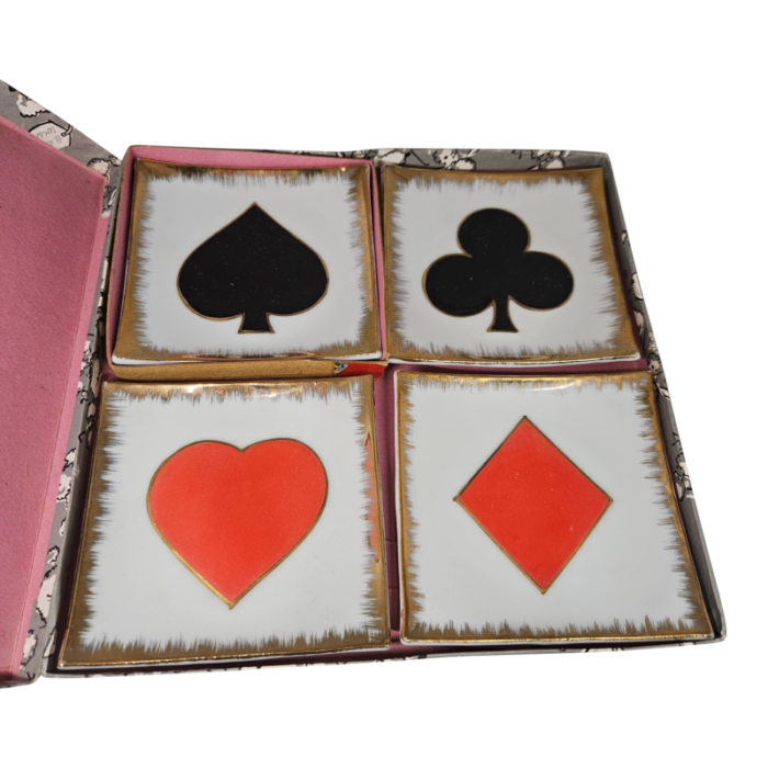 vintage napco plate set hearts clubs spades diamonds original box 7023