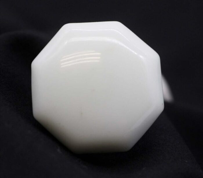 vintage octagon white milk glass and nickeled brass door knob set 3134