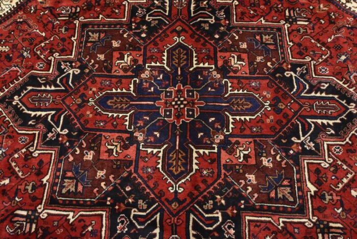 vintage oriental red wool tribal hand knotted area rug 85 x 111 1655