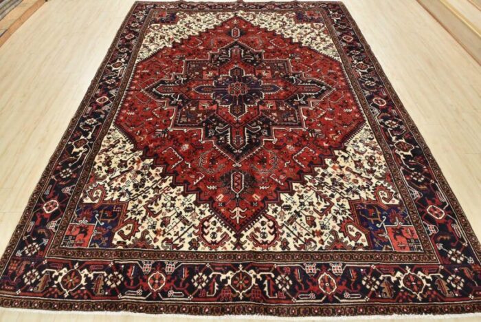 vintage oriental red wool tribal hand knotted area rug 85 x 111 4505