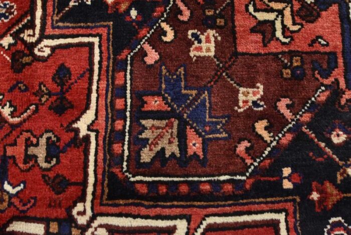 vintage oriental red wool tribal hand knotted area rug 85 x 111 7160