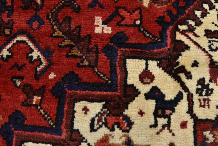 vintage oriental red wool tribal hand knotted area rug 85 x 111 9751