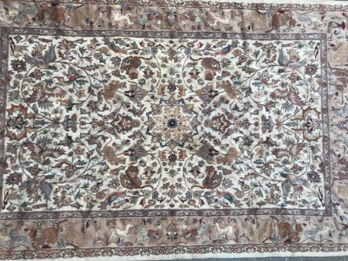 vintage pakistani wool and silk rug 2