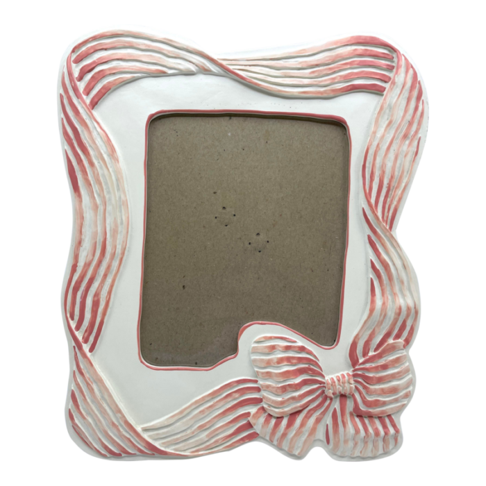 vintage pink ribbon bow shaped picture frame 1228