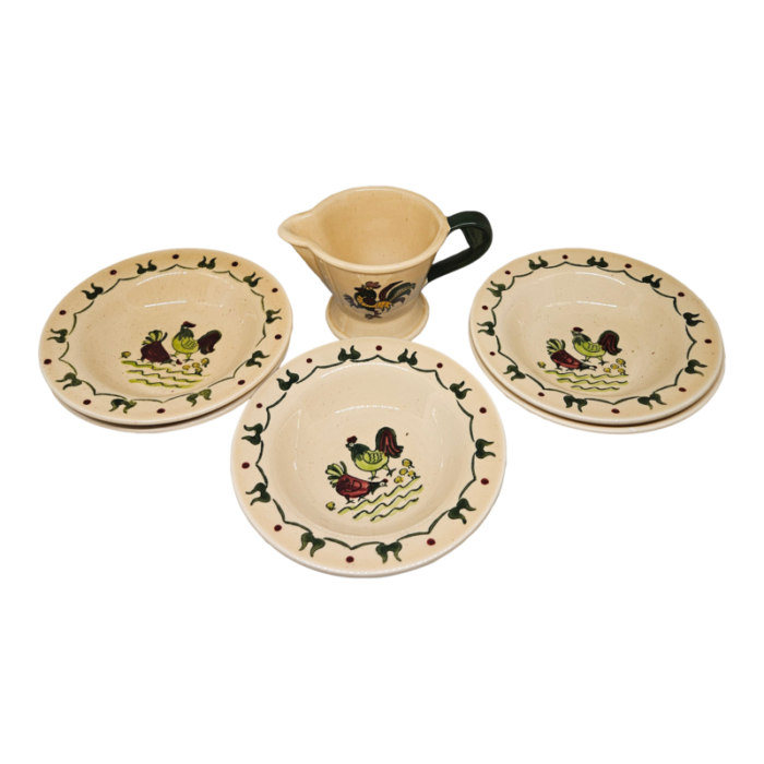 vintage poppytrail by metlox california pottery dish set bowls and creamer 0446