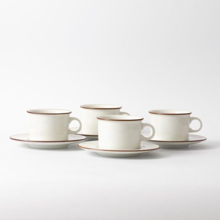 vintage porcelain domino coffee cups by anne marie trolle for royal copenhagen 1970s set of 4 2