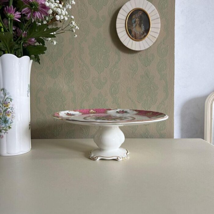 vintage porcelain pedestal dish 8483