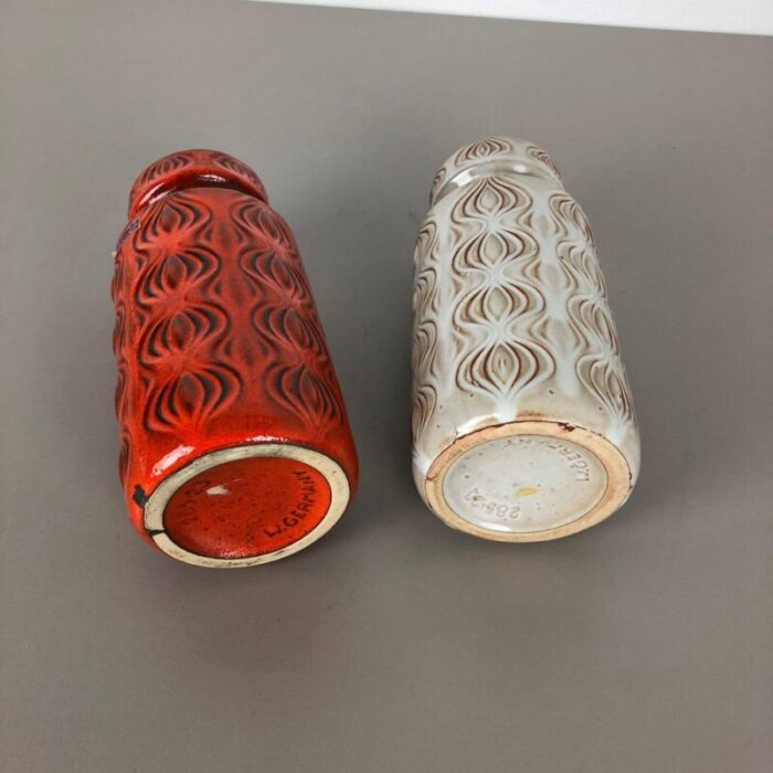 vintage pottery fat lava onion vases from scheurich germany set of 2 9