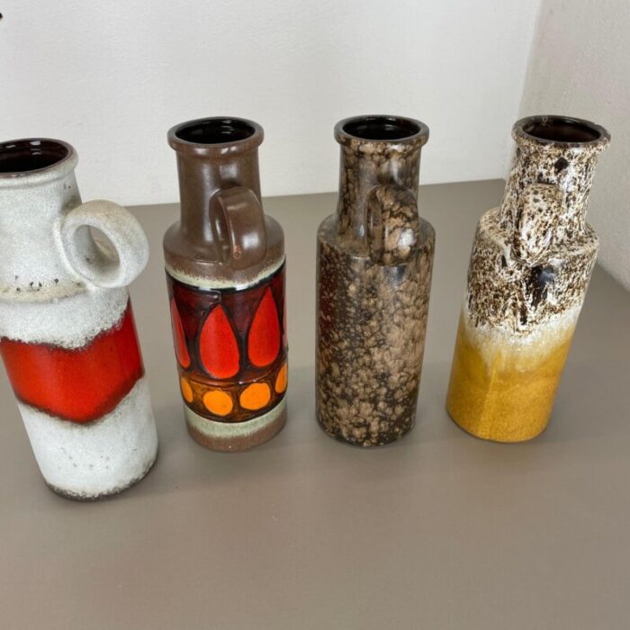 vintage pottery fat lava vases made from scheurich germany 1970s set of 4 17